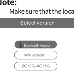 Scent Marketing app Select version screen with the Bluetooth version option highlighted