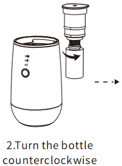 Turning the oil bottle counterclockwise to unscrew it from the A603