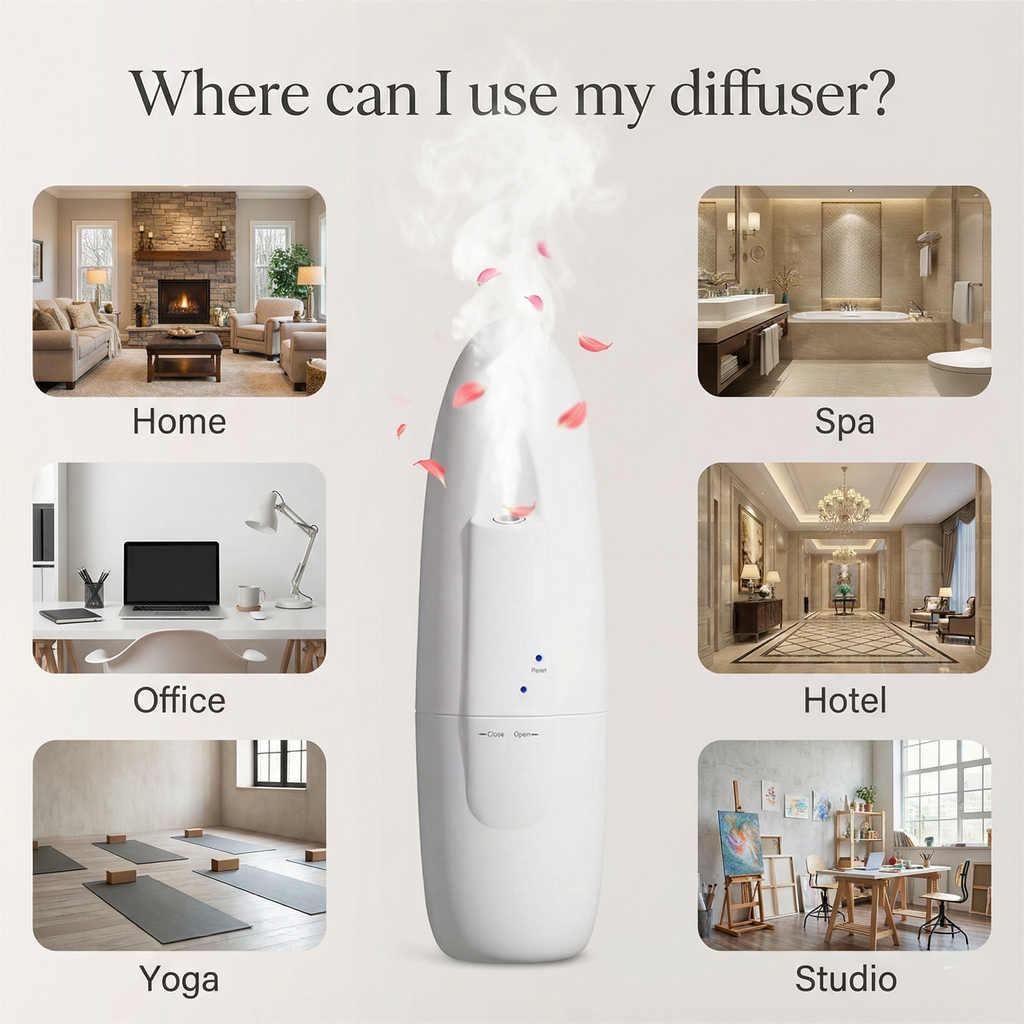 Plug in Waterless Diffuser for Home Fragrance – Up to 500 sq ft Scent Coverage – No Heat, No Water