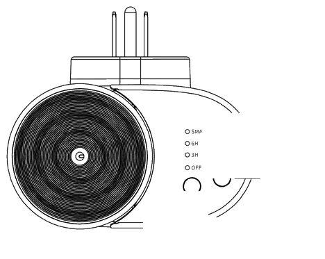 A323 top view showing the rotating plug, atomizing disc, mode button and grade button