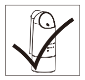 Illustration of the A-P353 standing upright, marked correct with a tick