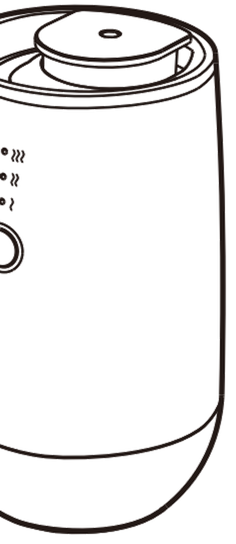 Line drawing of the WSNUEEE A603 cordless waterless diffuser: a cylindrical matte body with a nozzle at the top, an ambient light ring, two control buttons, and a Type-C port with a charging indicator
