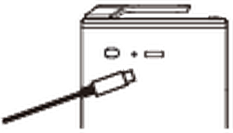 Line drawing of the charging cable being plugged into the Type-C port on the side of the A613