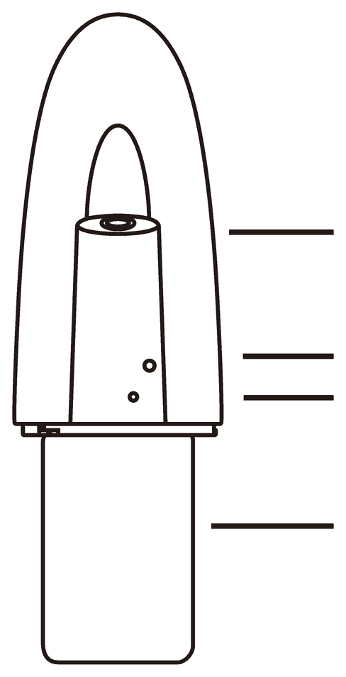 The AE103 atomized head assembly with numbered callouts: 1 atomized head, 2 grade button, 3 reset button and 4 oil bottle