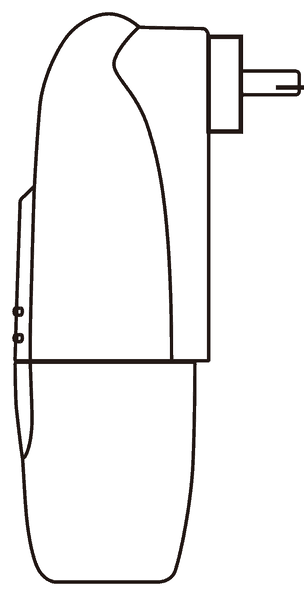 Side view of the AE103 diffuser with the plug prongs shown extending from the body