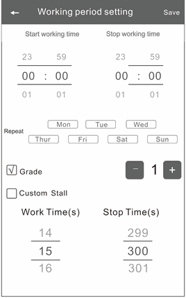 Working period setting